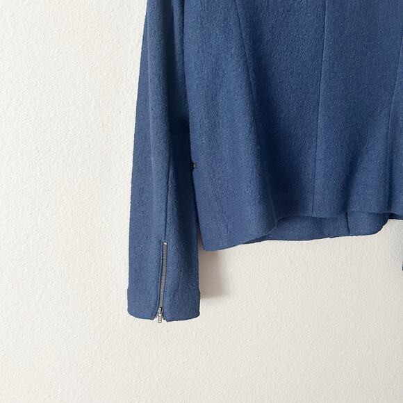 Talbots Boiled Wool Navy Zip Front Jacket Women's Size 12 long‎ sleeves - Picture 10 of 13